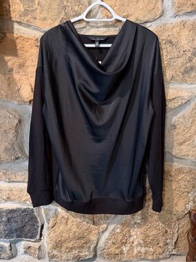 White House Black Market Black V-Neck Long Sleeve Top